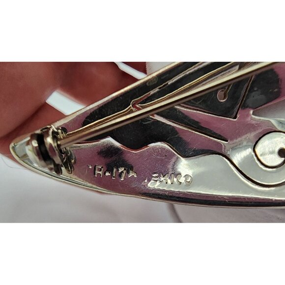 VTG Abstract Post Modern Tribal Triangle Petroglyph Sterling Silver Pin Mexico - Picture 6 of 11